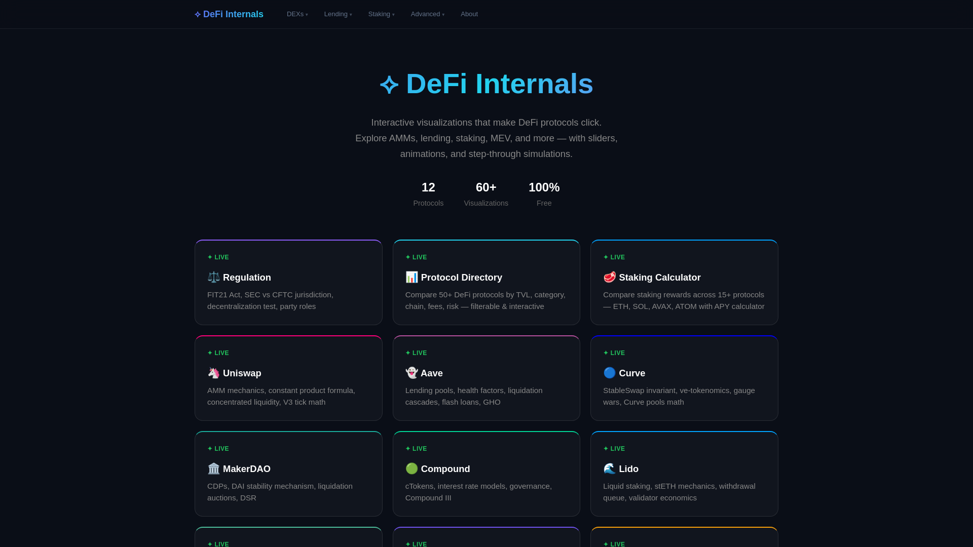 website screenshot of https://defi-explained.dev/