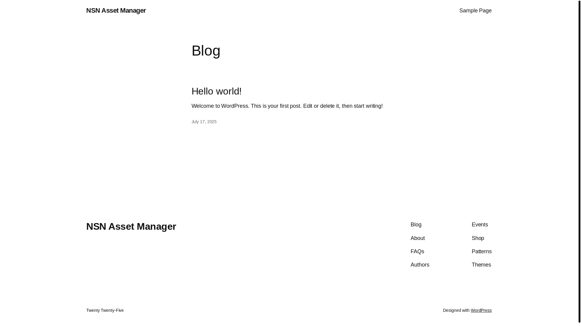 website screenshot of https://nsnassetmanager.com/