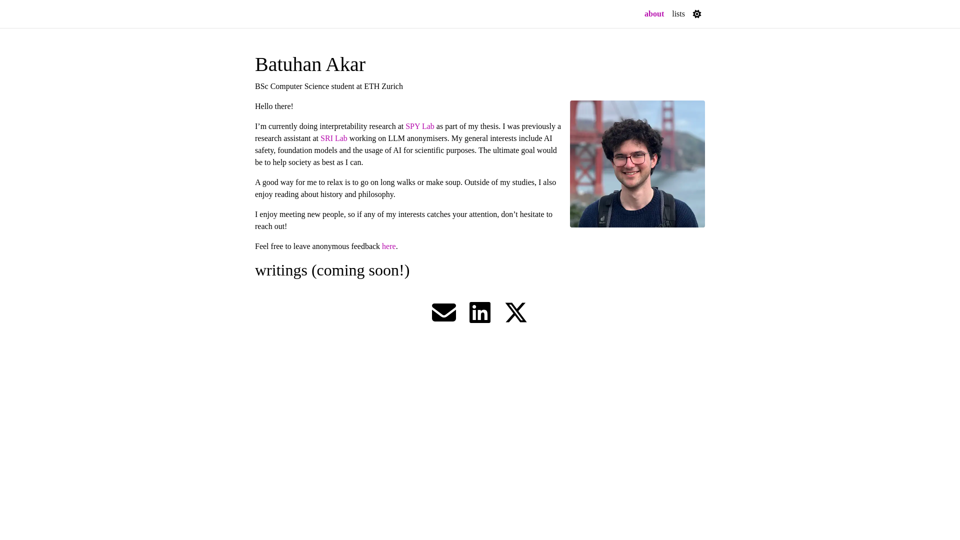 website screenshot of https://batuhanakar.com/