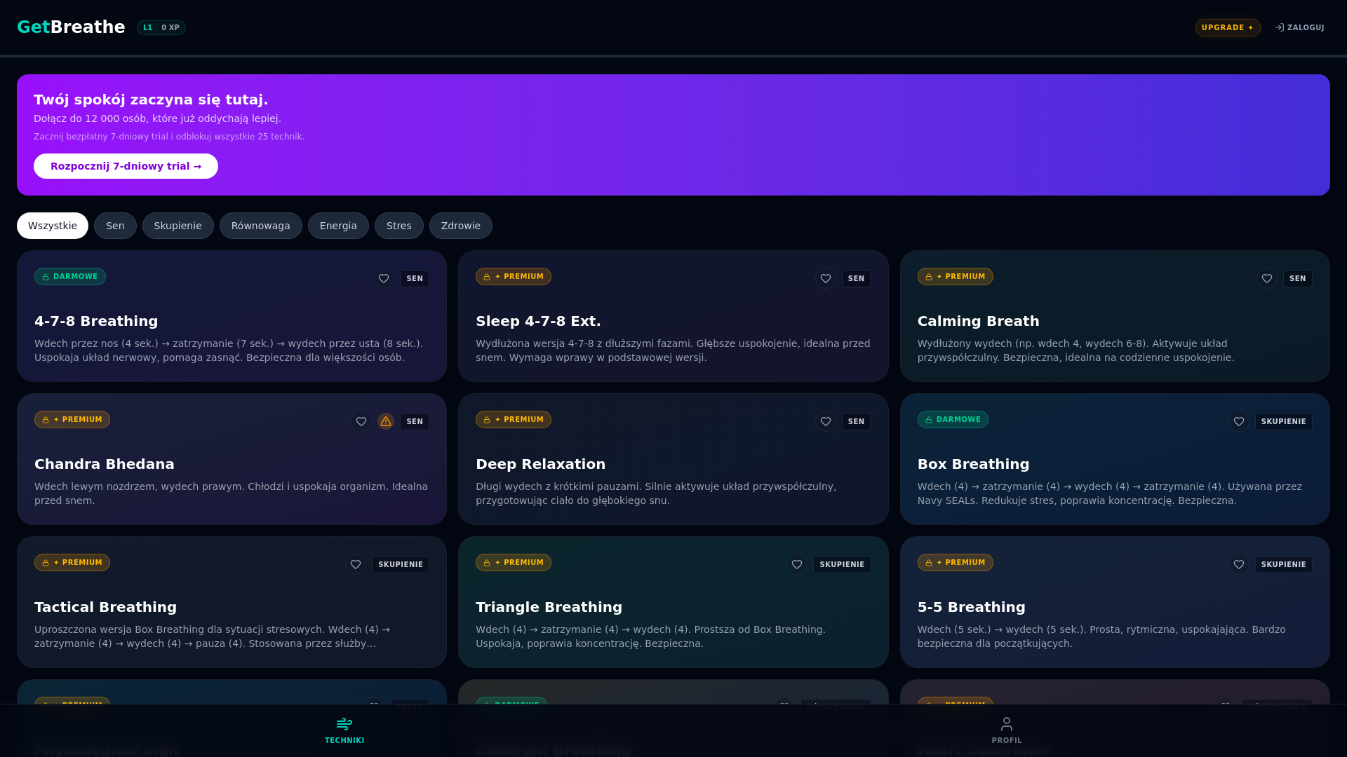 website screenshot of https://getbreathe.pl