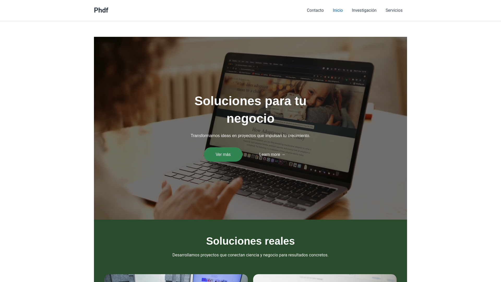 website screenshot of https://phdfoundation.com/