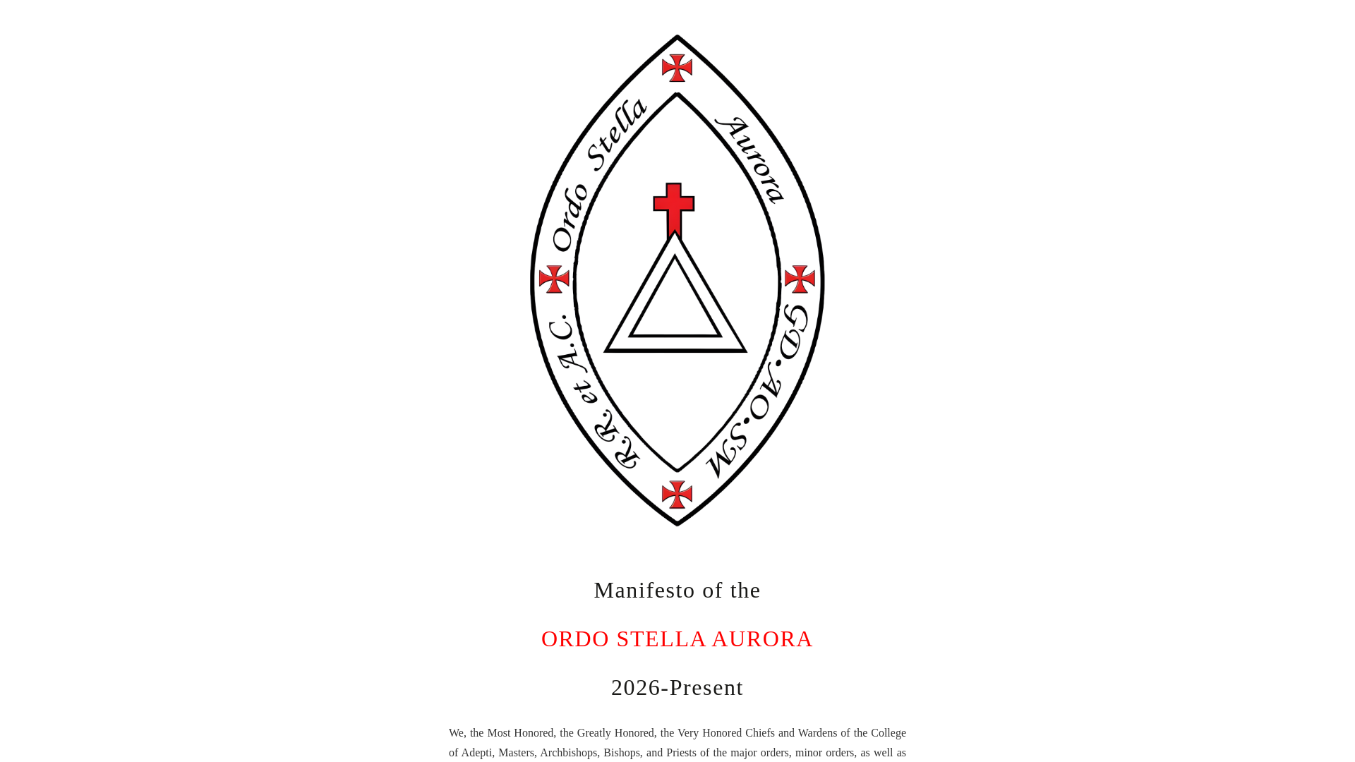 website screenshot of https://ordostellaaurora.org/