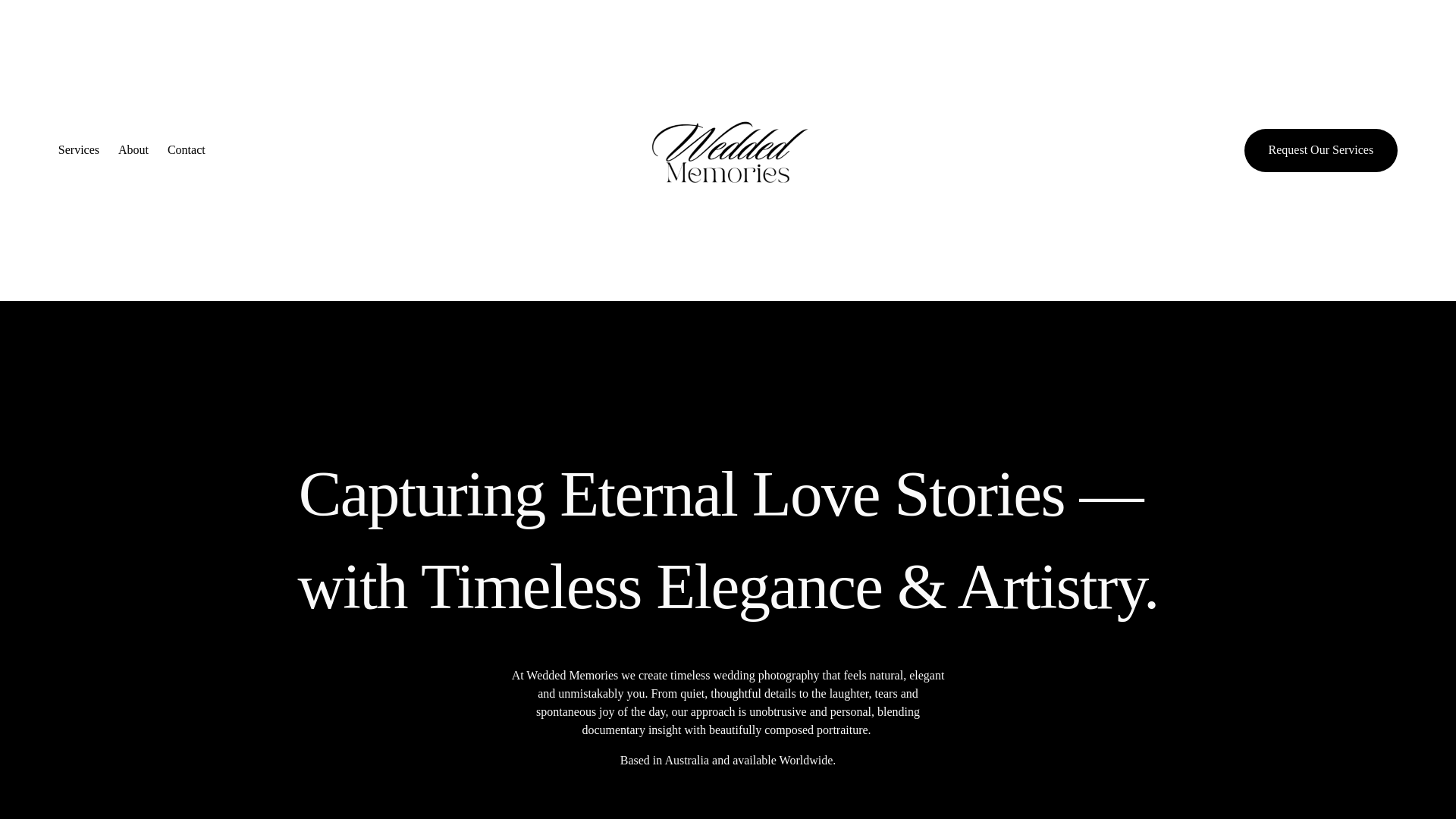 website screenshot of https://weddedmemories.com/