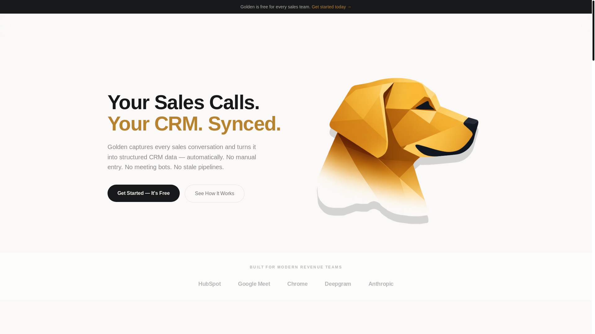 website screenshot of https://goldenapp.ai/