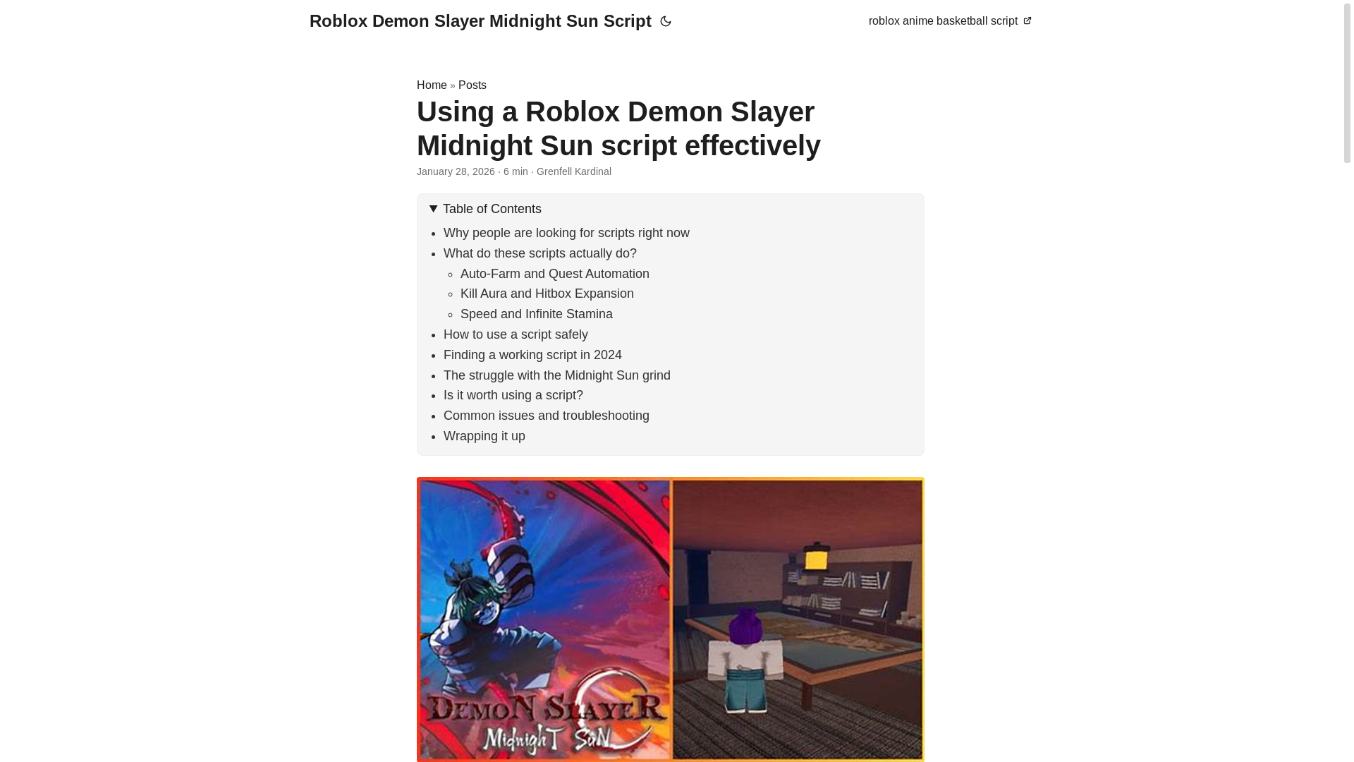 website screenshot of https://roblox-demon-slayer-midnight-sun-script.pages.dev/