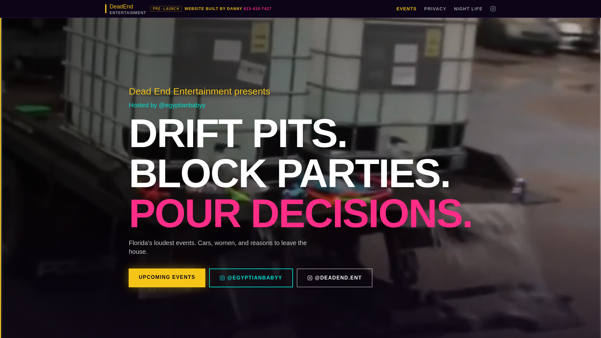website screenshot of https://deadendentertainment.com