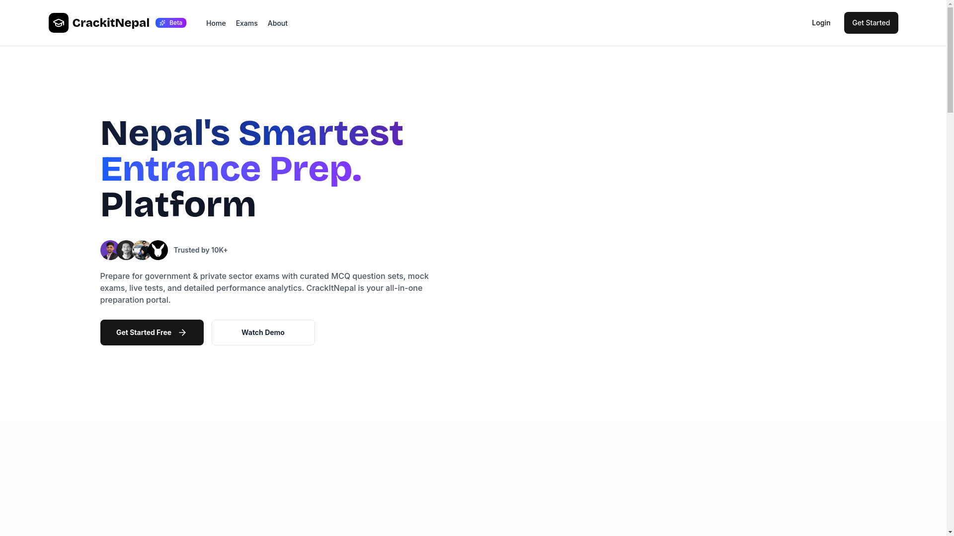 website screenshot of https://crackitnepal.com/