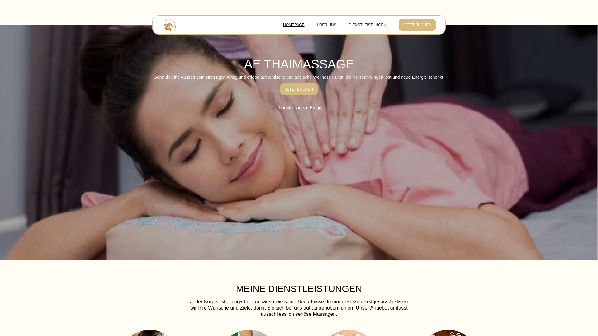 website screenshot of https://aethaimassage.ch