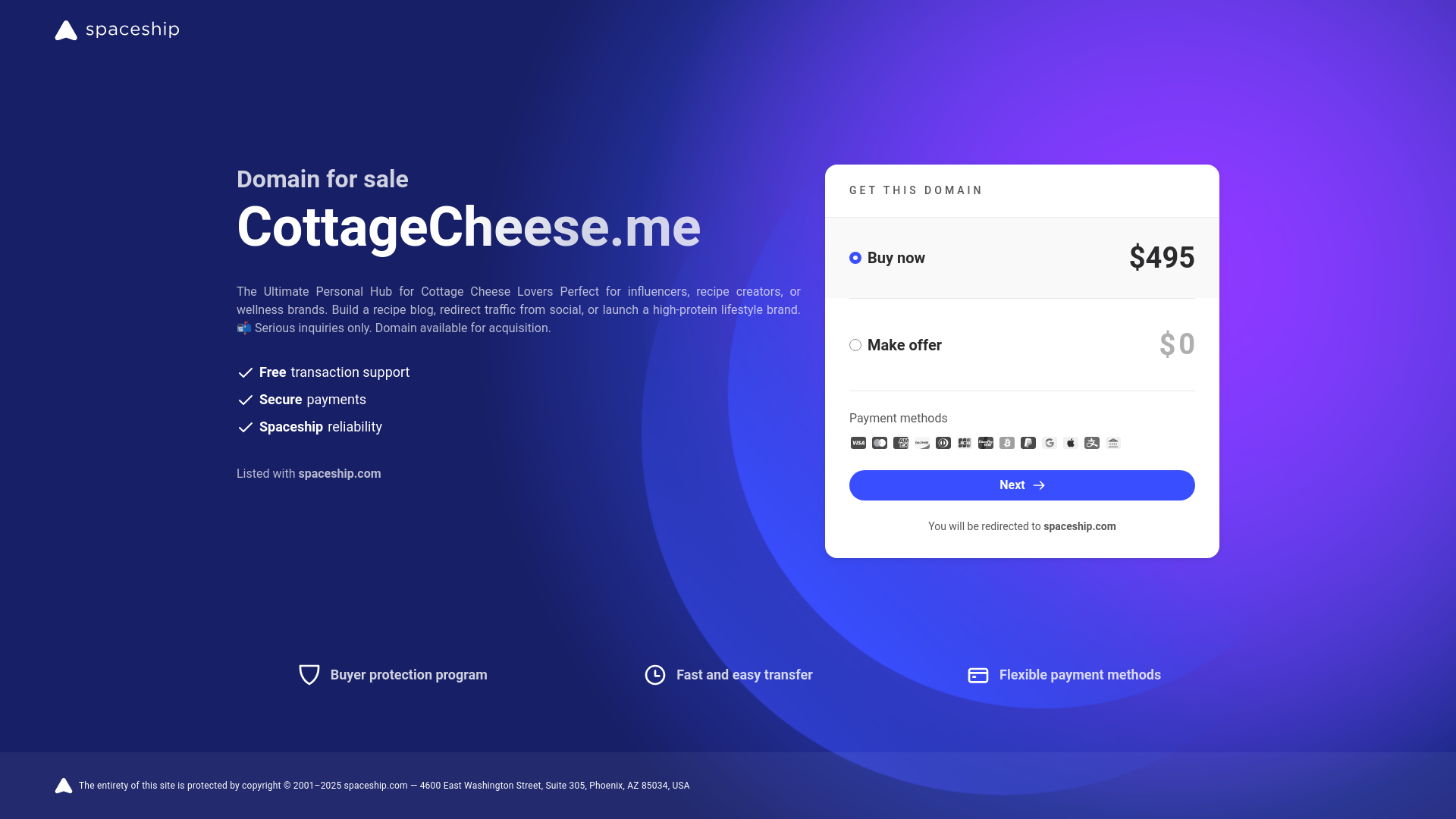 website screenshot of https://cottagecheese.me/