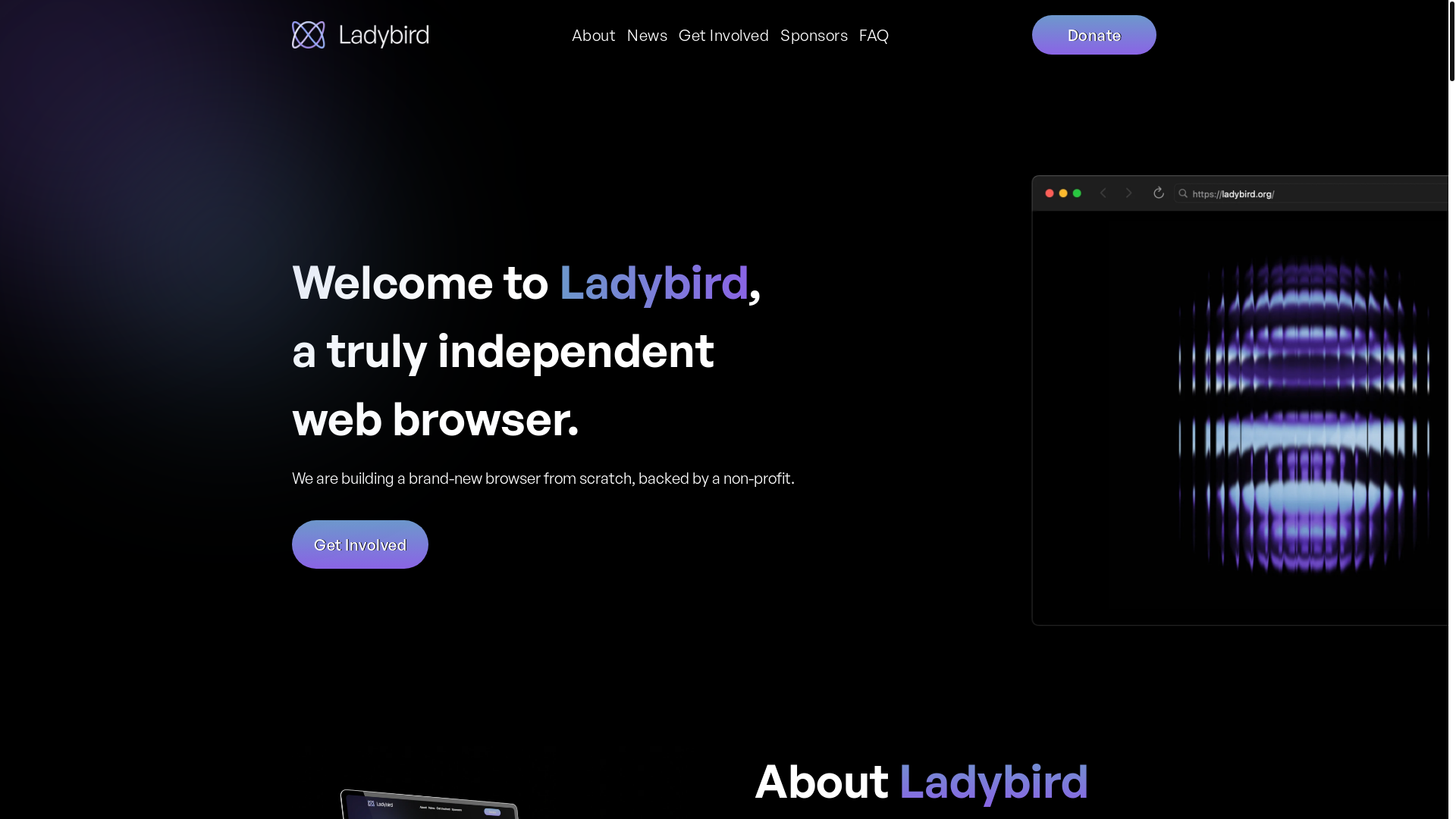 website screenshot of https://ladybird.org/