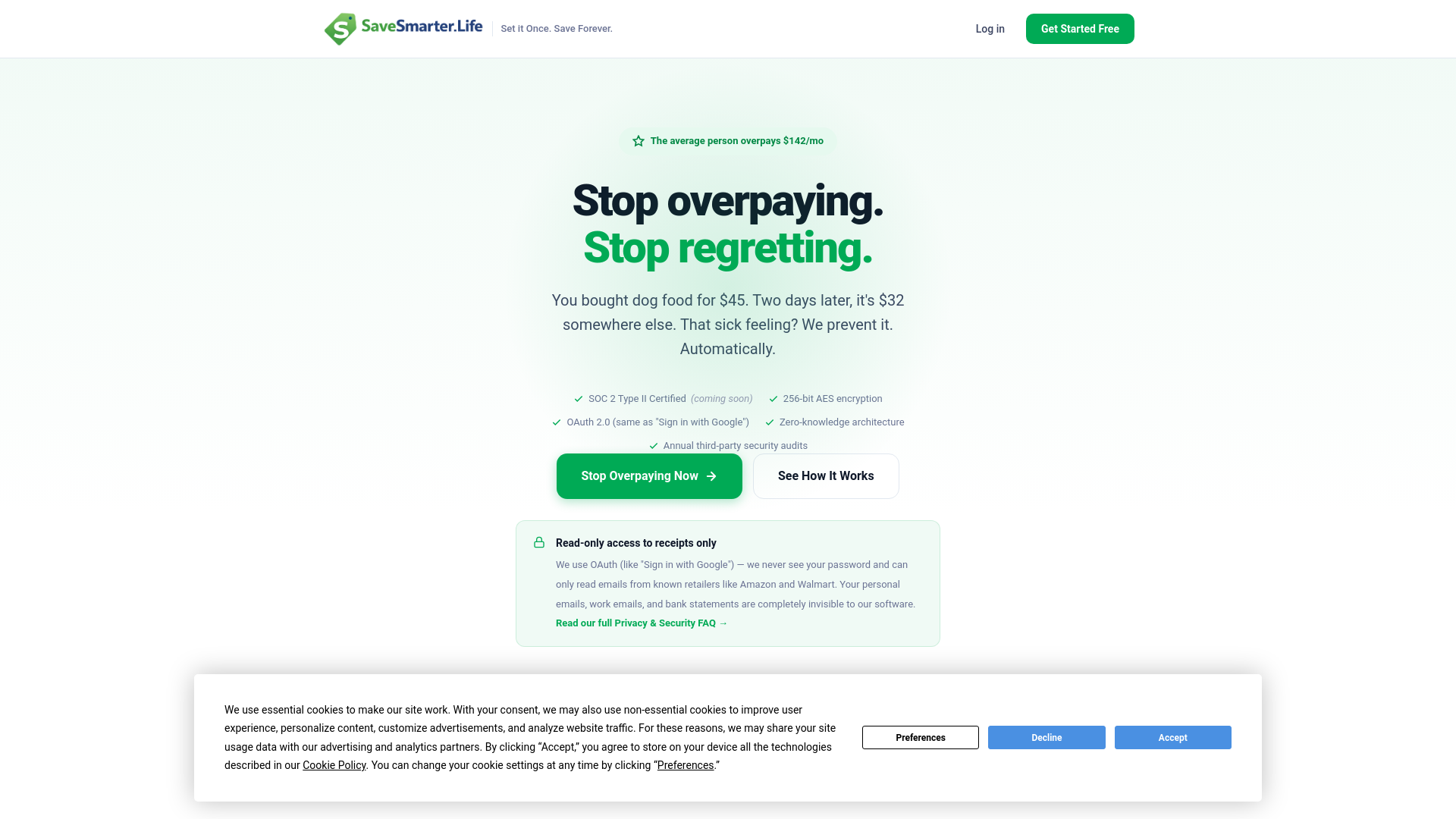 website screenshot of https://savesmarter.life/