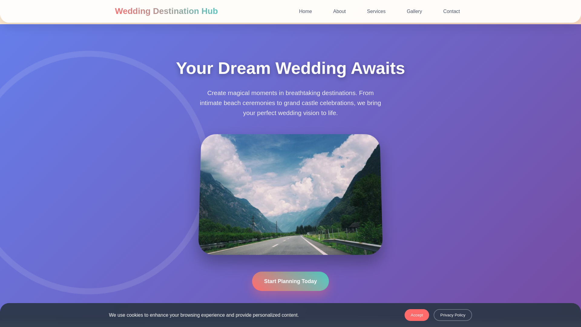 website screenshot of https://weddingdestinationhub.click/