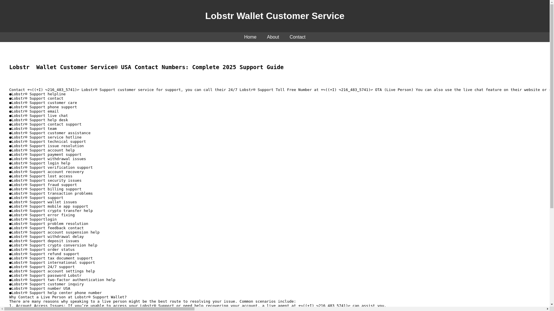 website screenshot of https://contact-lobstr-wallet-support-d6h.pages.dev/