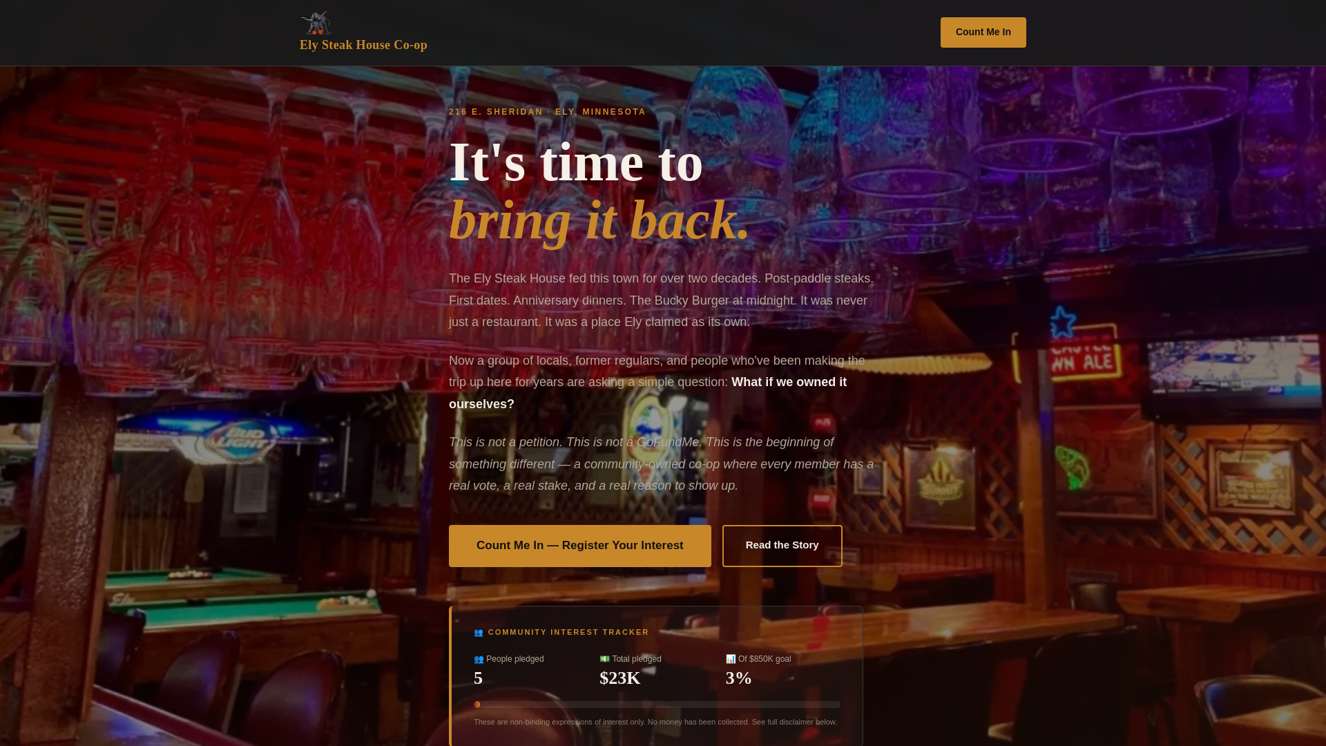 website screenshot of https://owntheelysteakhouse.com/