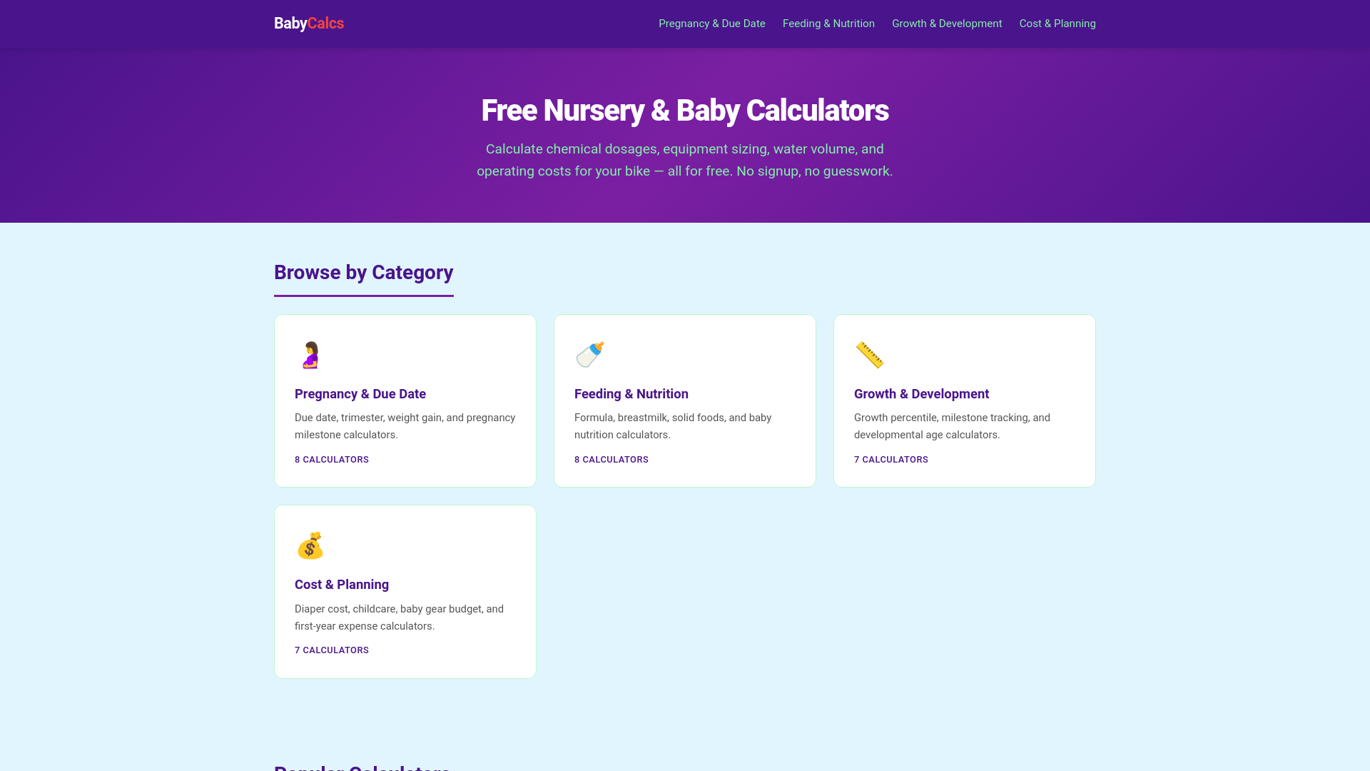 website screenshot of https://baby-calcs.pages.dev/