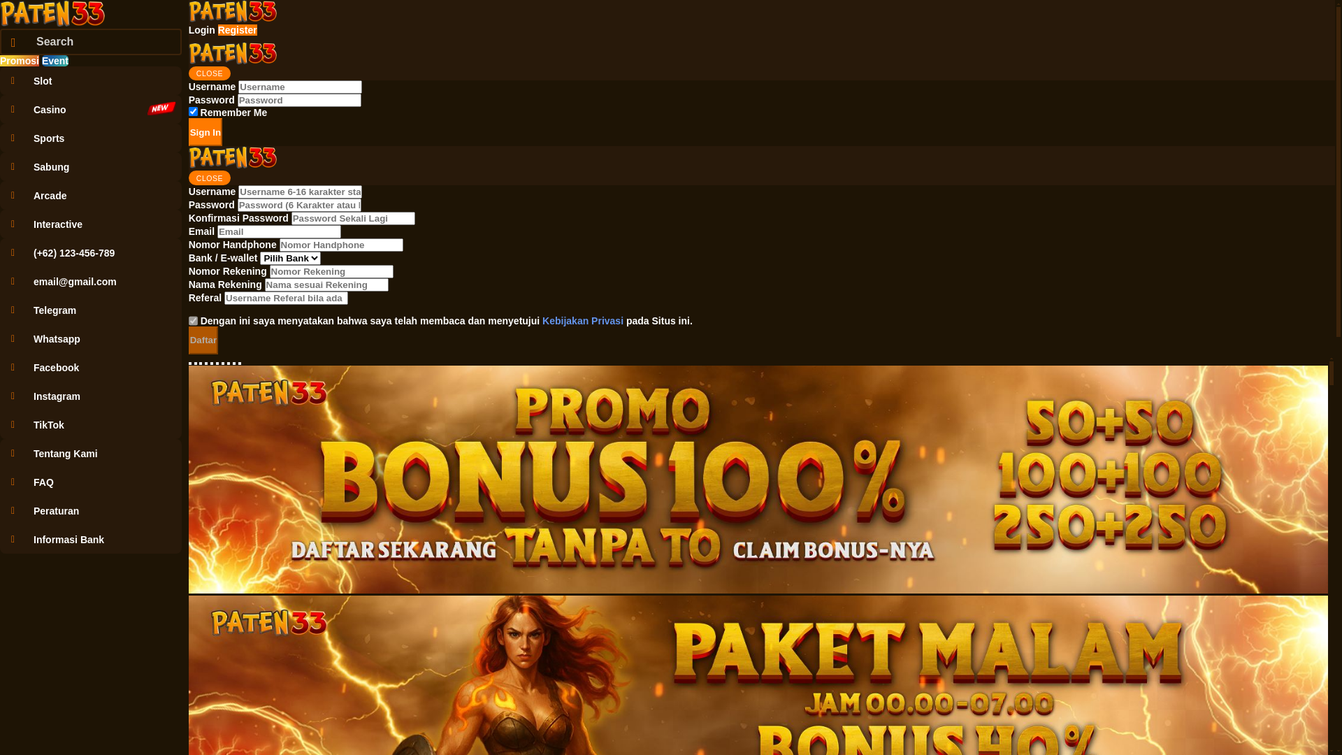 website screenshot of https://paten33a.com/