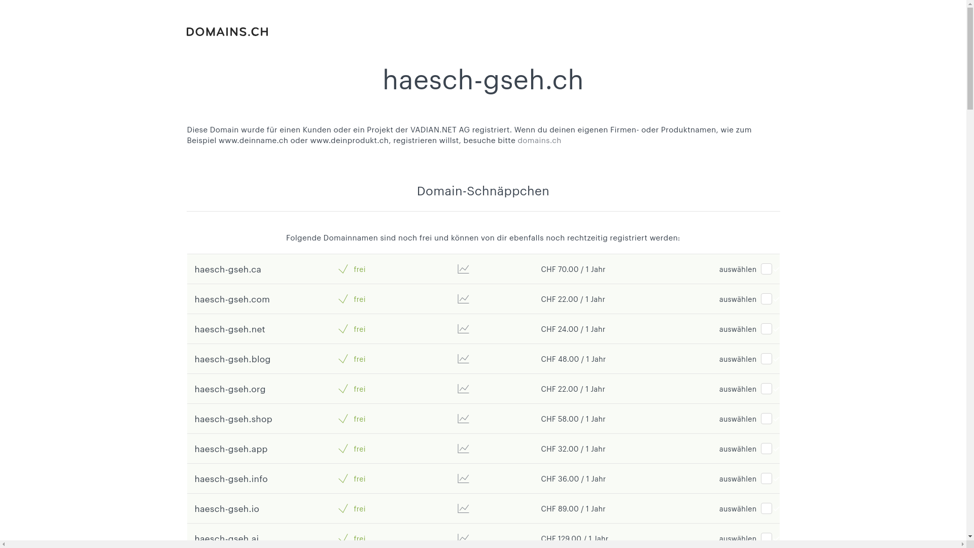 website screenshot of https://haesch-gseh.ch/