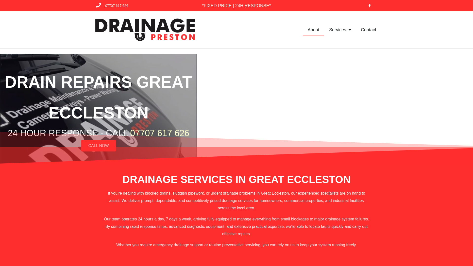website screenshot of https://drainagegreateccleston.co.uk/