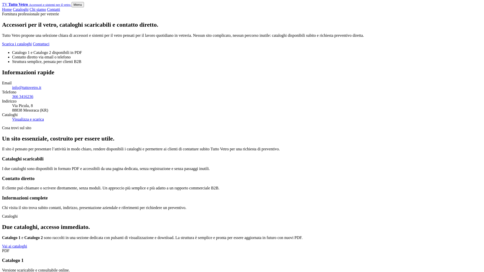 website screenshot of https://tuttovetro.pages.dev/