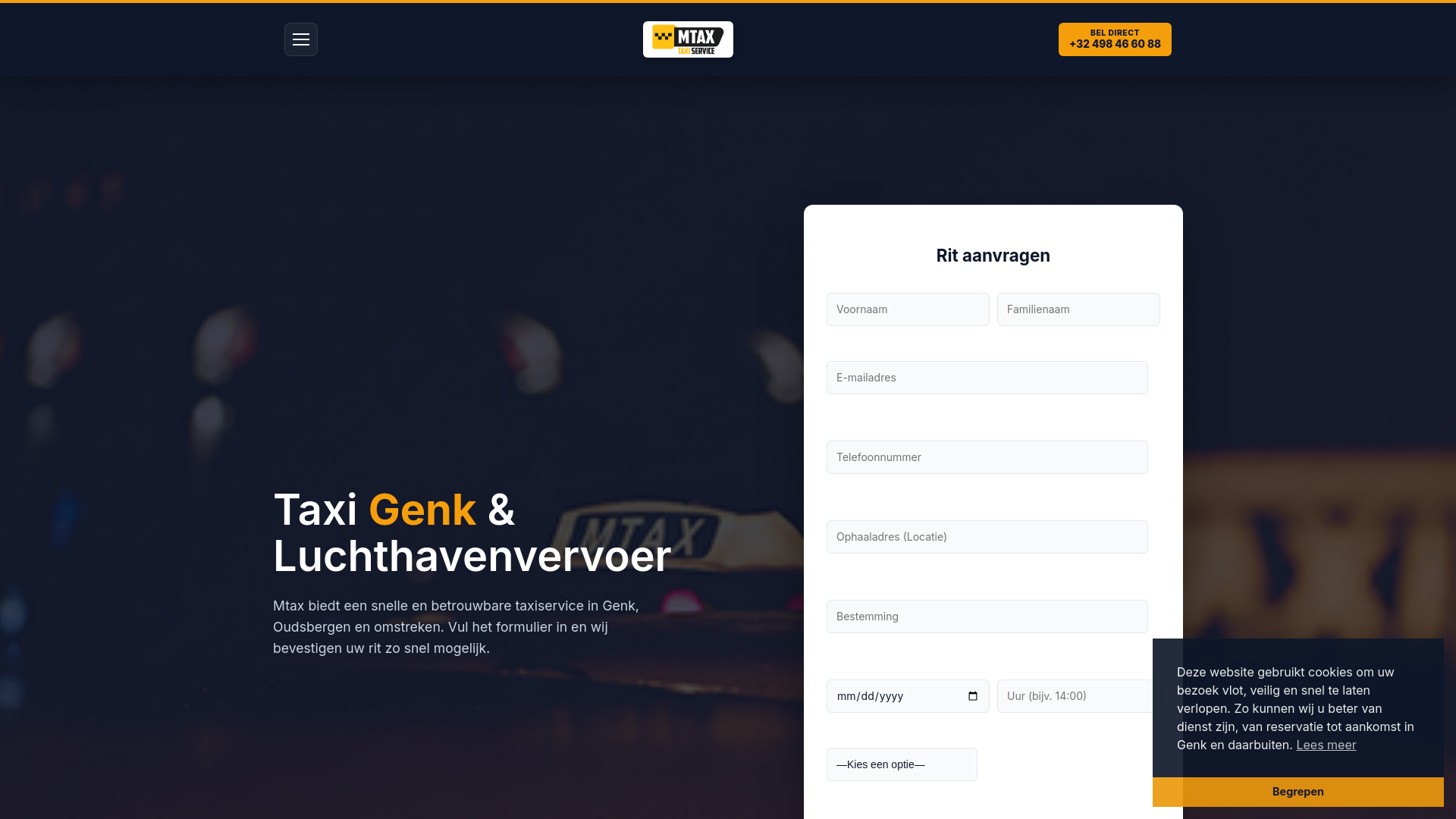website screenshot of https://mtaxigenk.be/