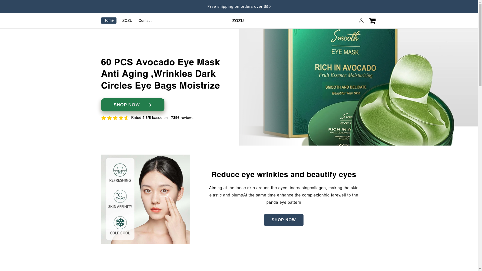 website screenshot of https://zozueyemask.online/
