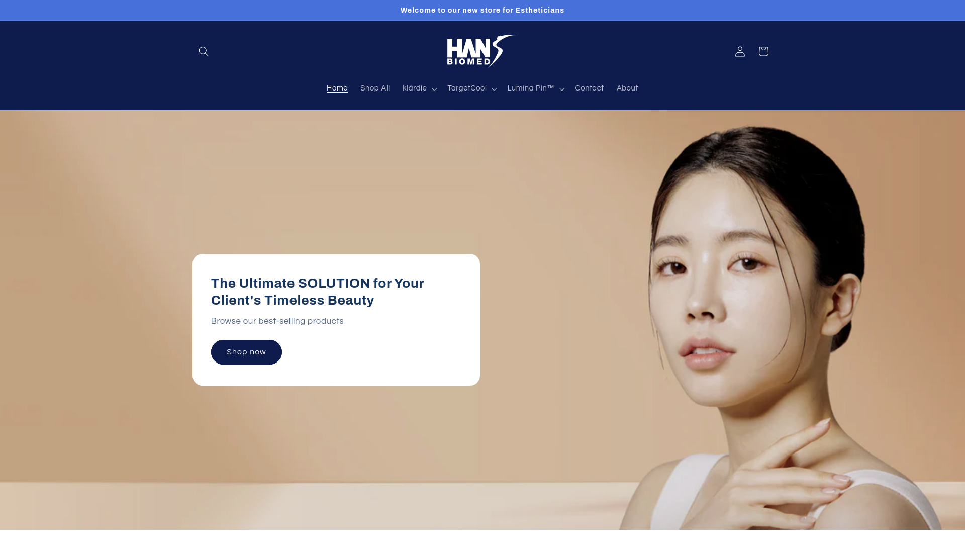 website screenshot of https://esthetician-hansbiomedusa.com/