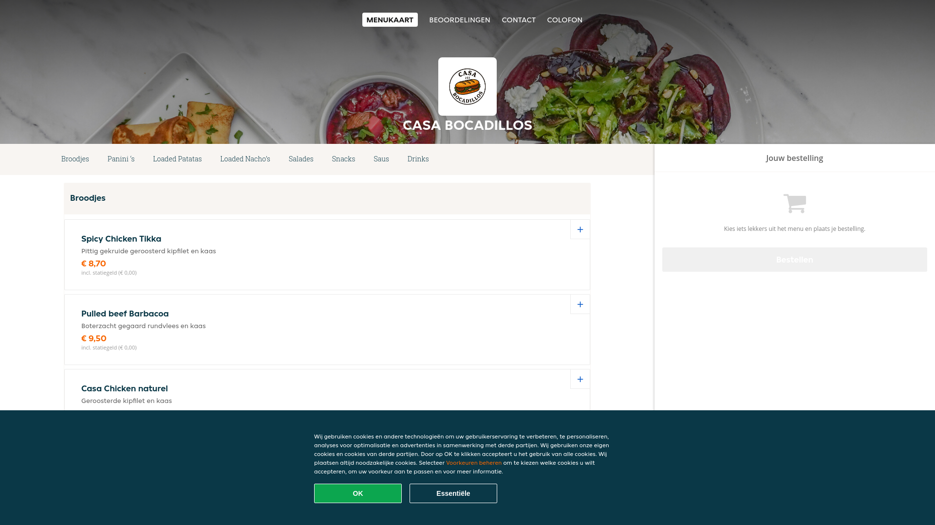 website screenshot of https://casabocadillos.nl/