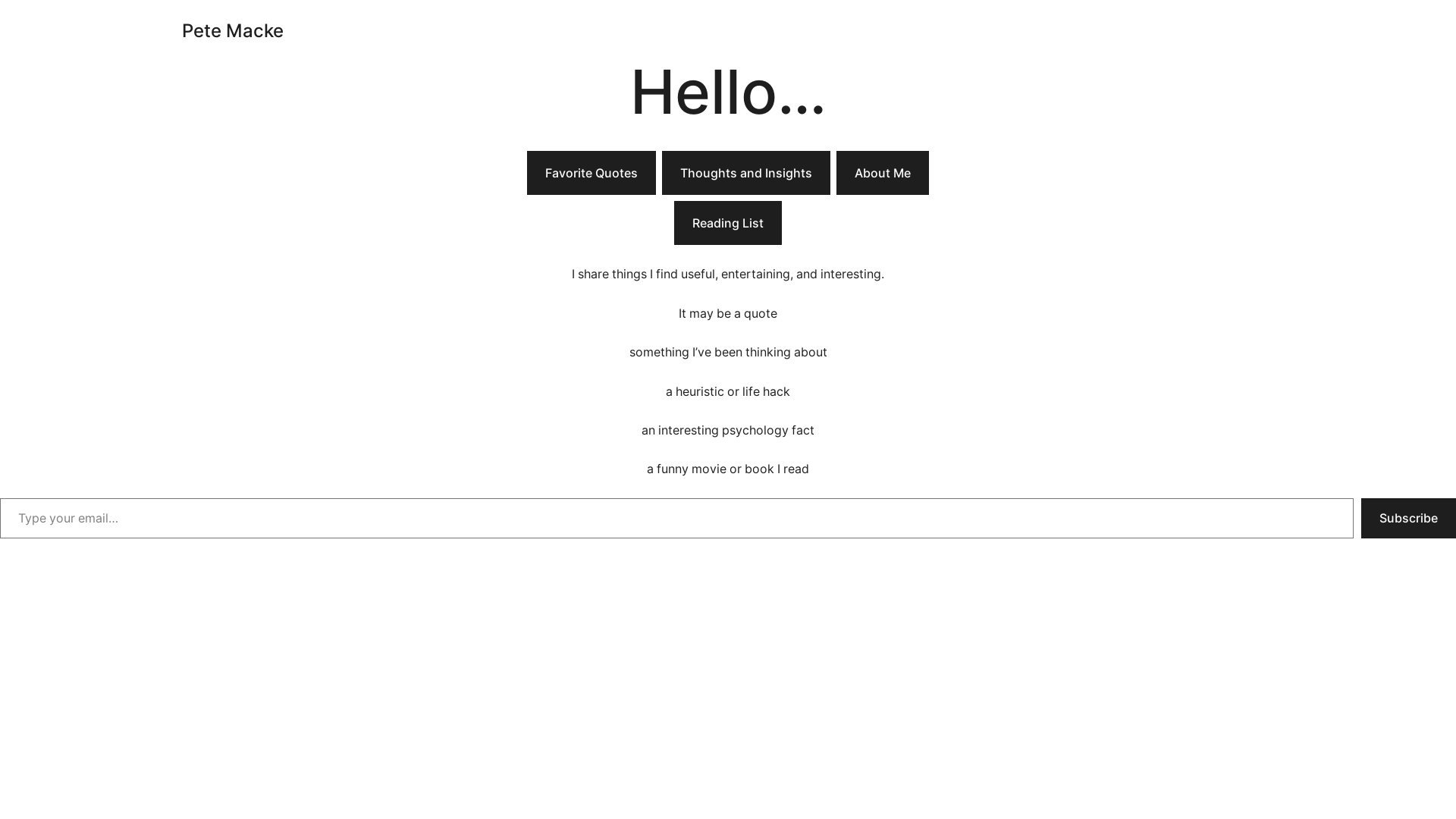 website screenshot of https://petermacke.com/