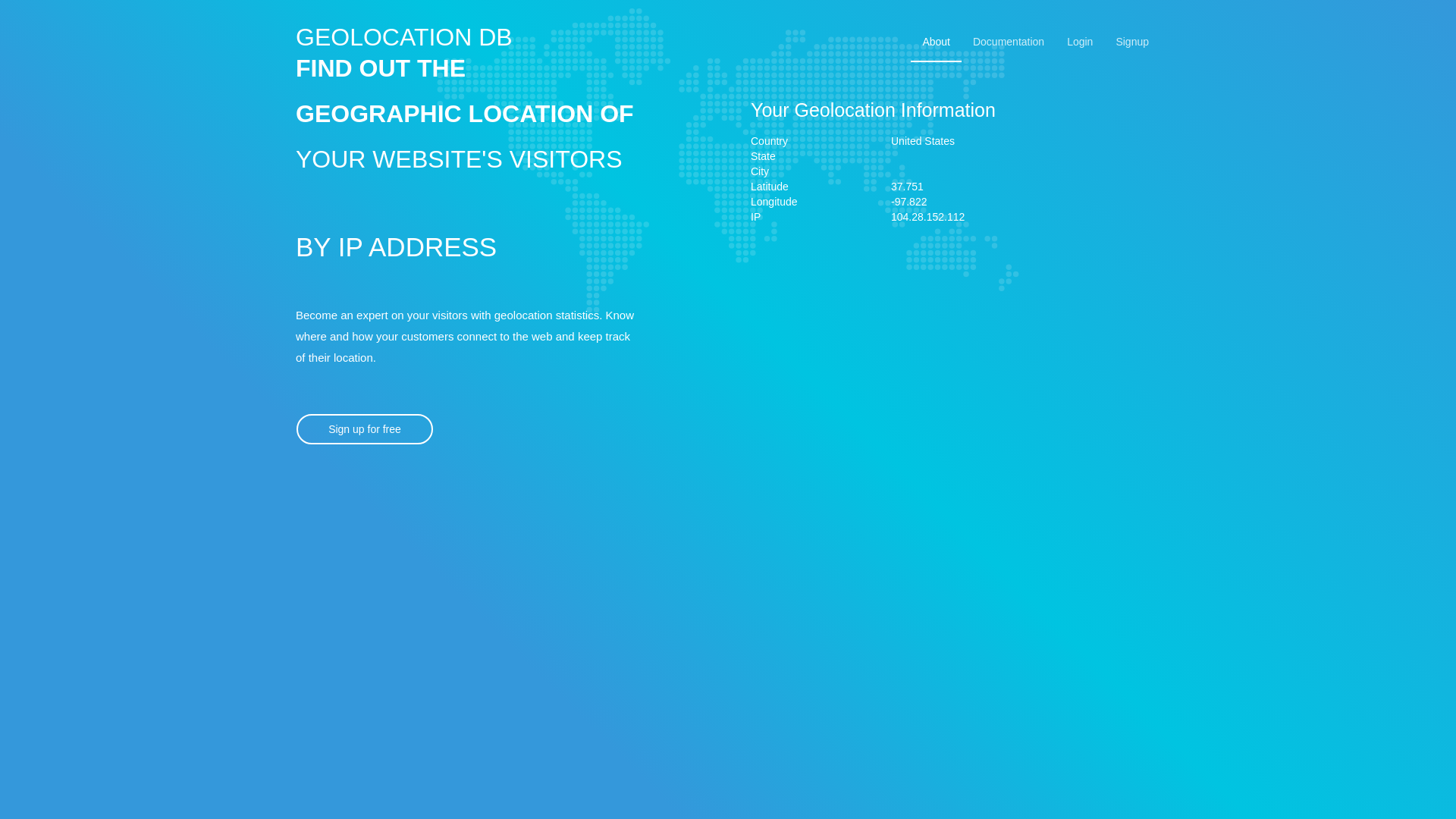 website screenshot of https://geolocation-db.com/