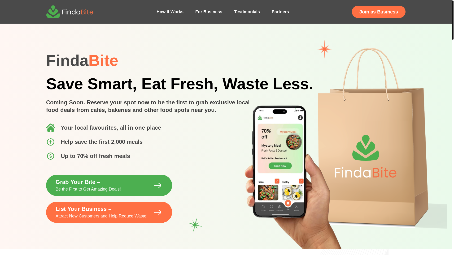 website screenshot of https://findabite.com.au/