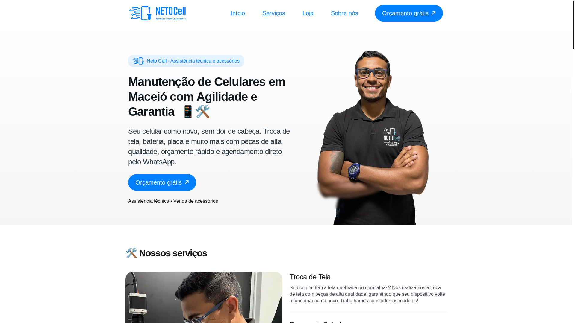 website screenshot of https://netocellmcz.com.br/