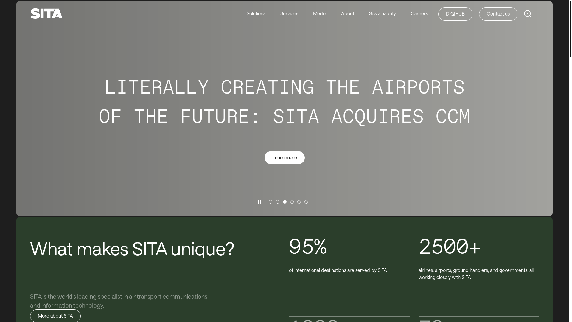 website screenshot of https://sita.aero/