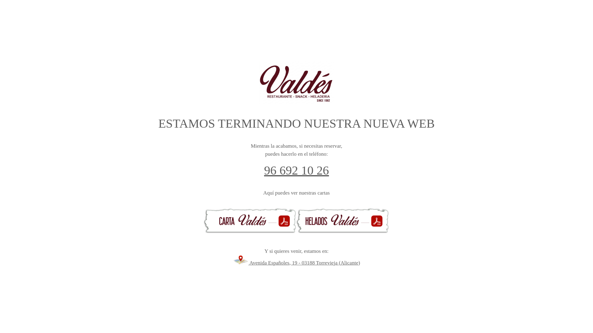 website screenshot of https://restaurantevaldes.com