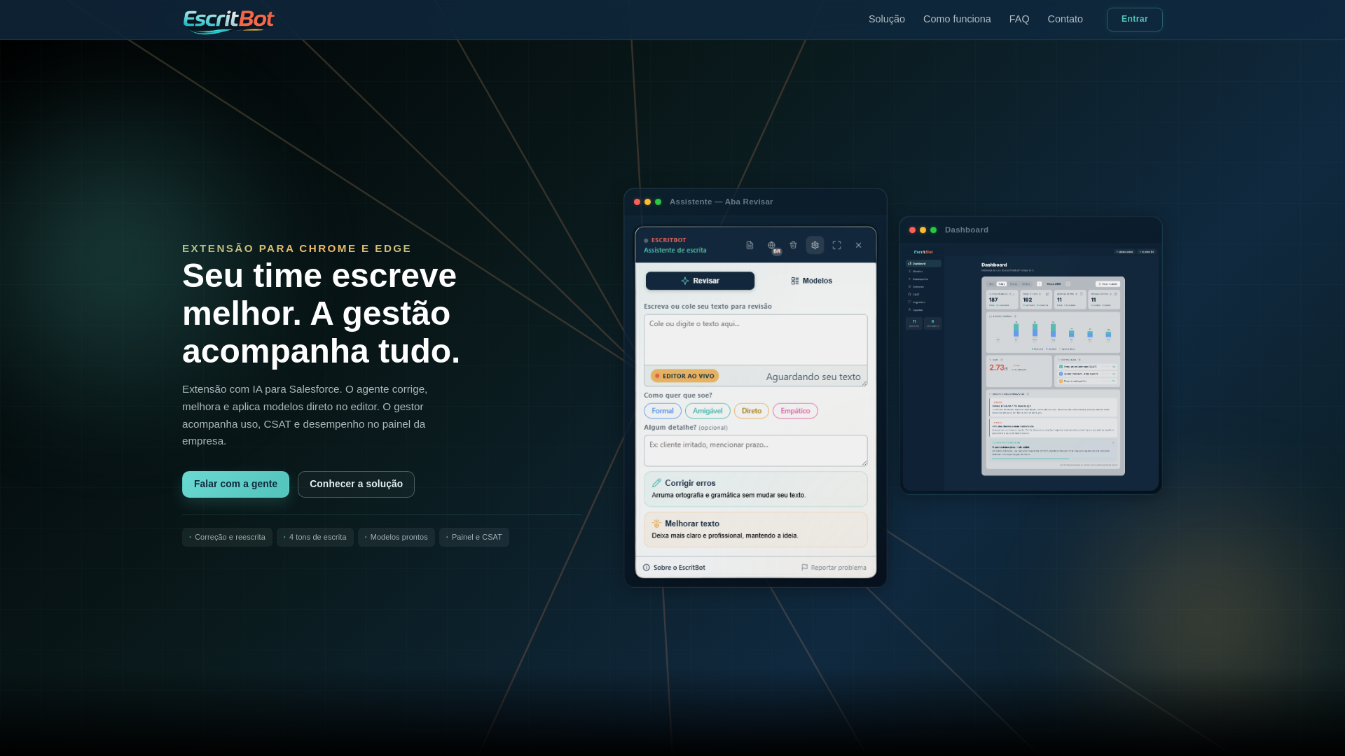 website screenshot of https://escritbot.com.br/
