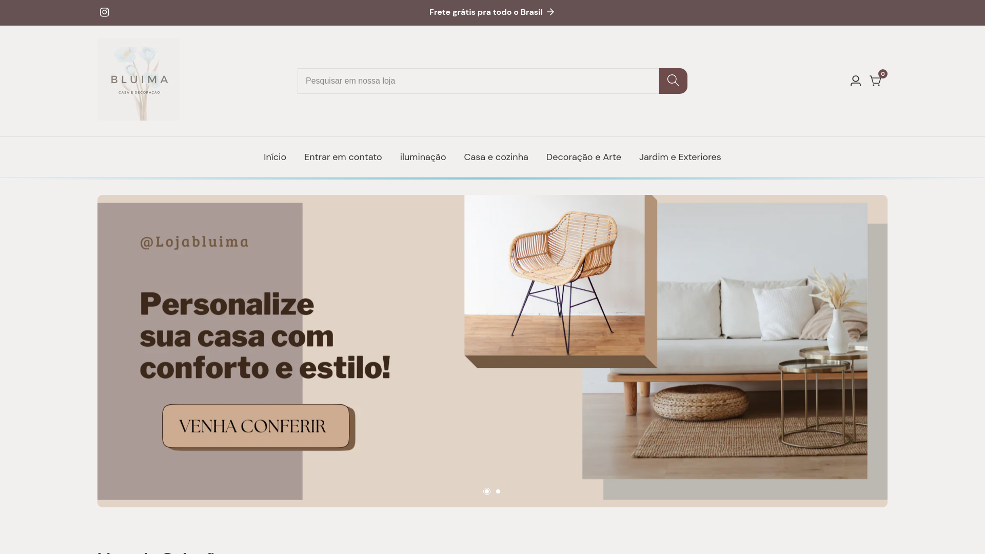 website screenshot of https://lojabluima.com/
