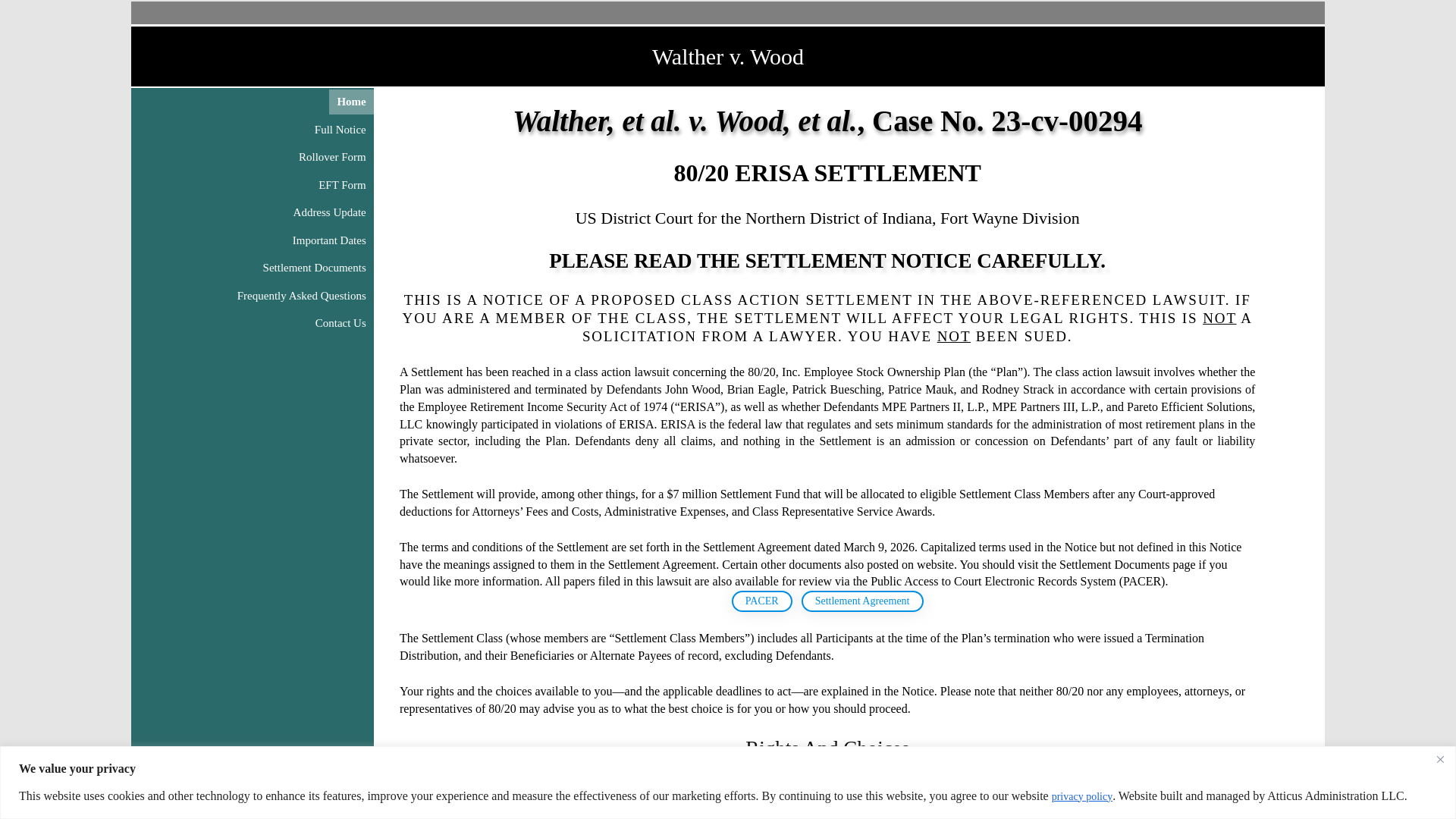 website screenshot of https://8020erisasettlement.com/