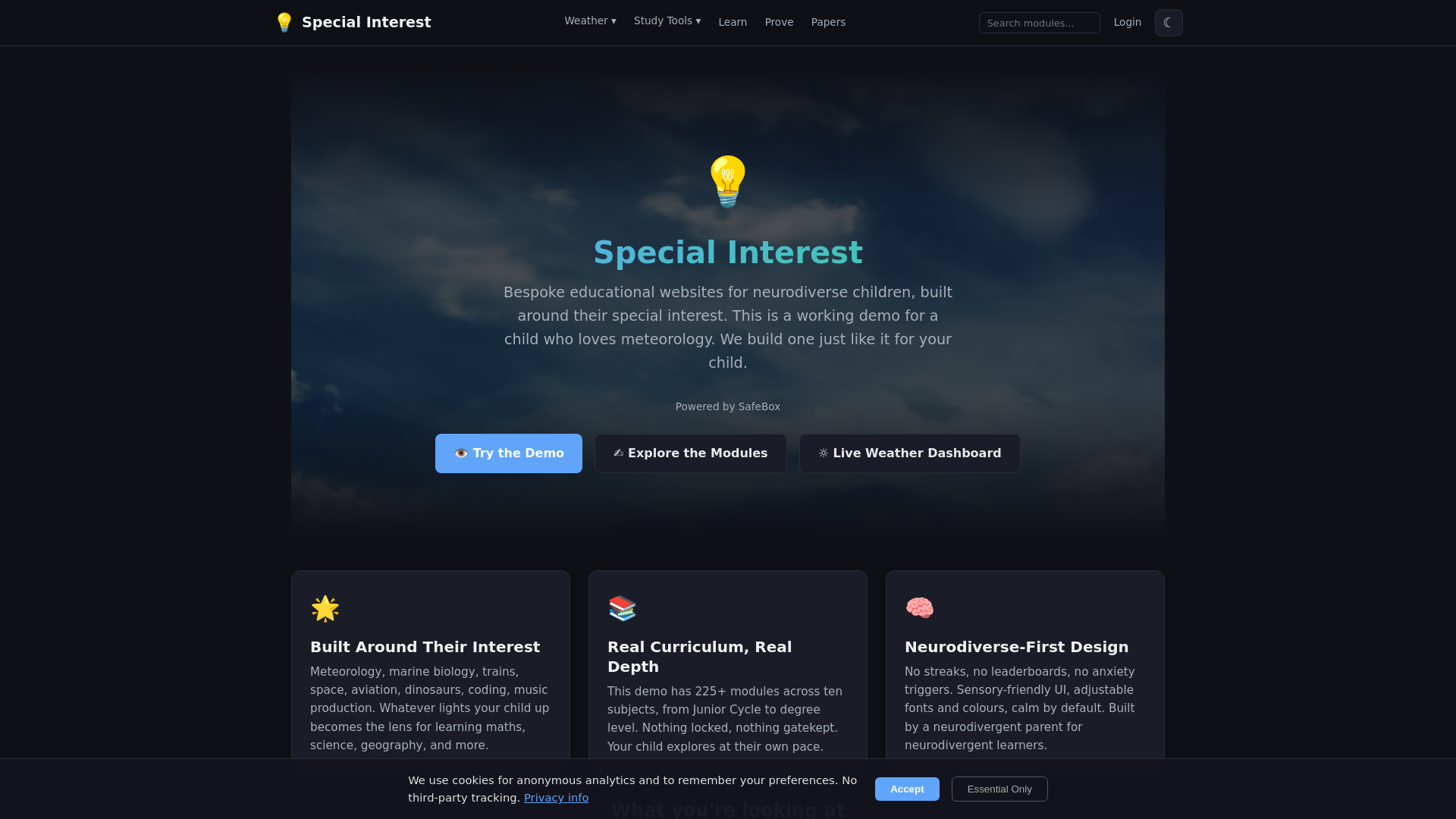 website screenshot of https://specialinterest.ie