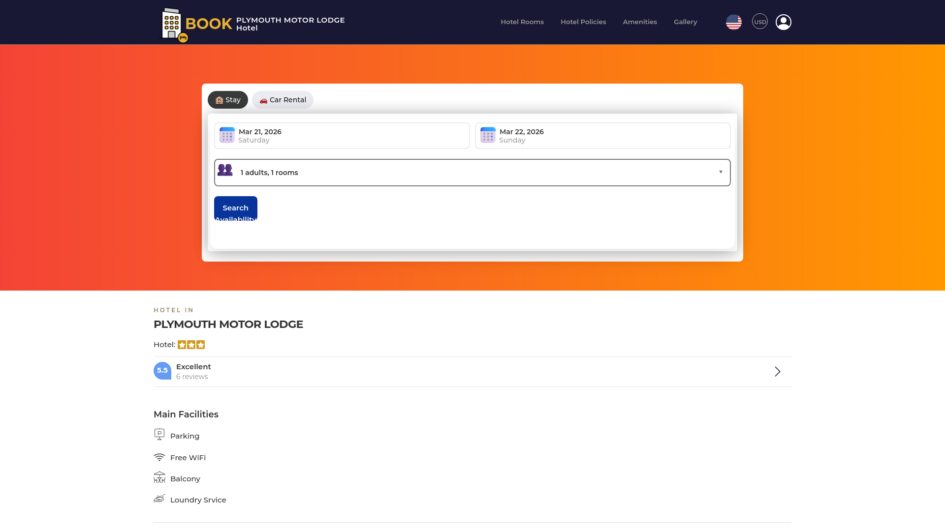 website screenshot of https://plymouthmotorlodgeterryville.site/