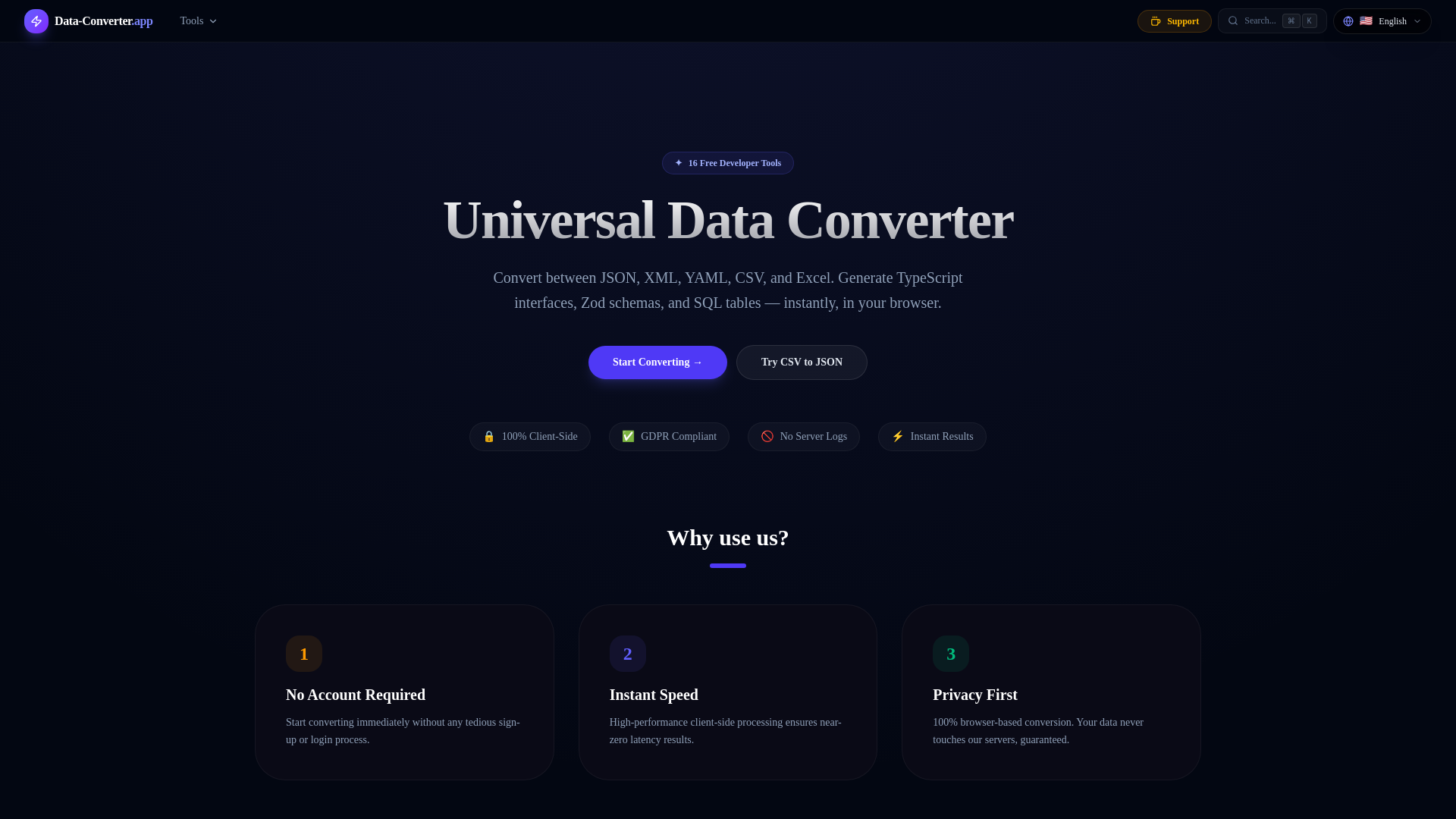 website screenshot of https://data-converter.app/