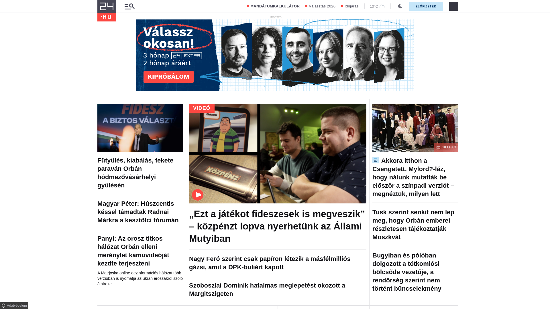 website screenshot of https://24.hu