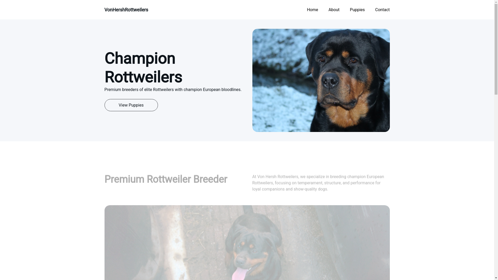 website screenshot of https://vonhershrottweilers.com/
