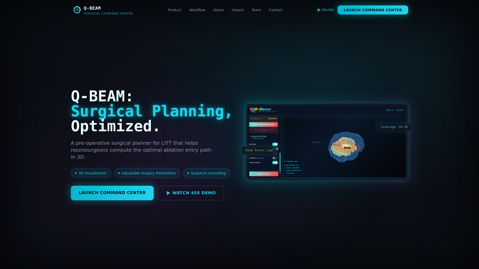 website screenshot of https://qbeamtech.com