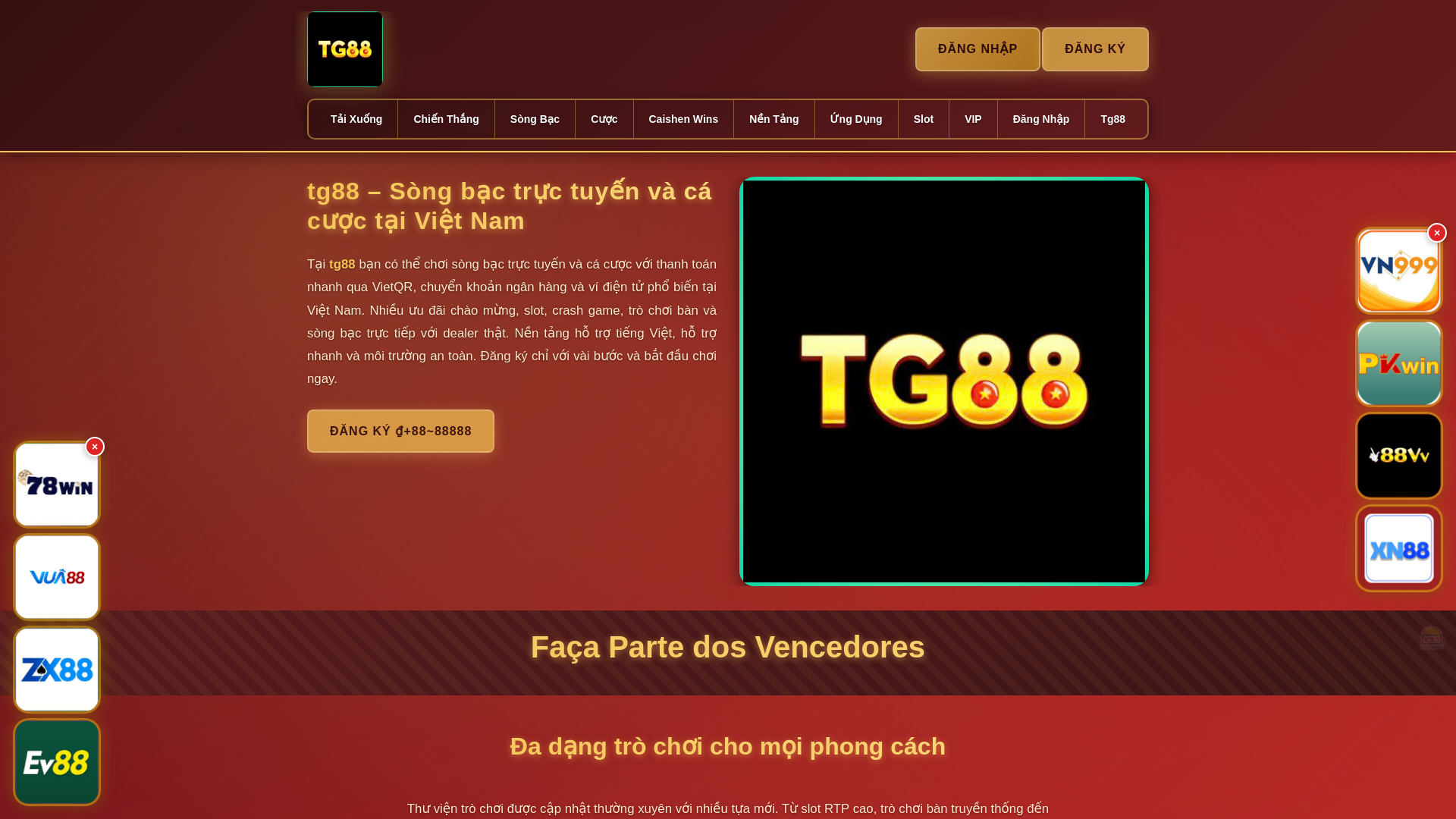 website screenshot of https://tg88hai.com/