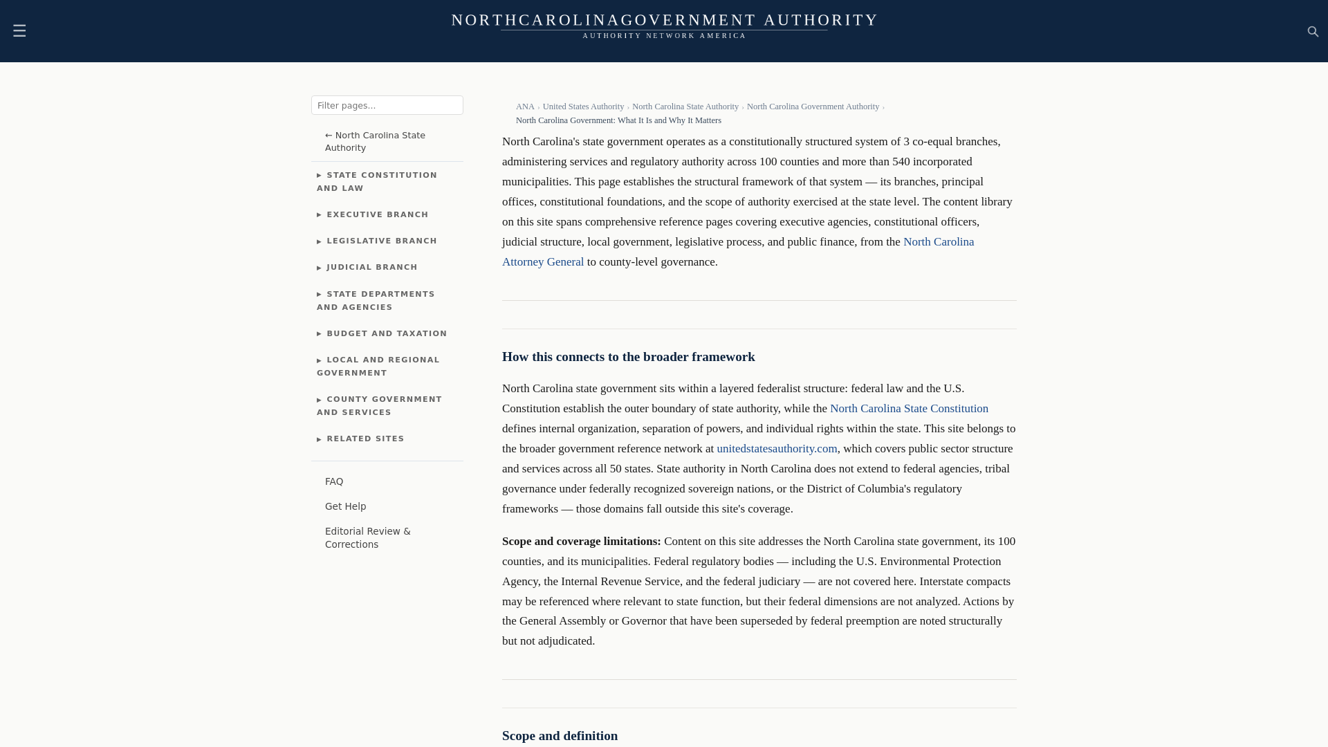 website screenshot of https://northcarolinagovernmentauthority.com/