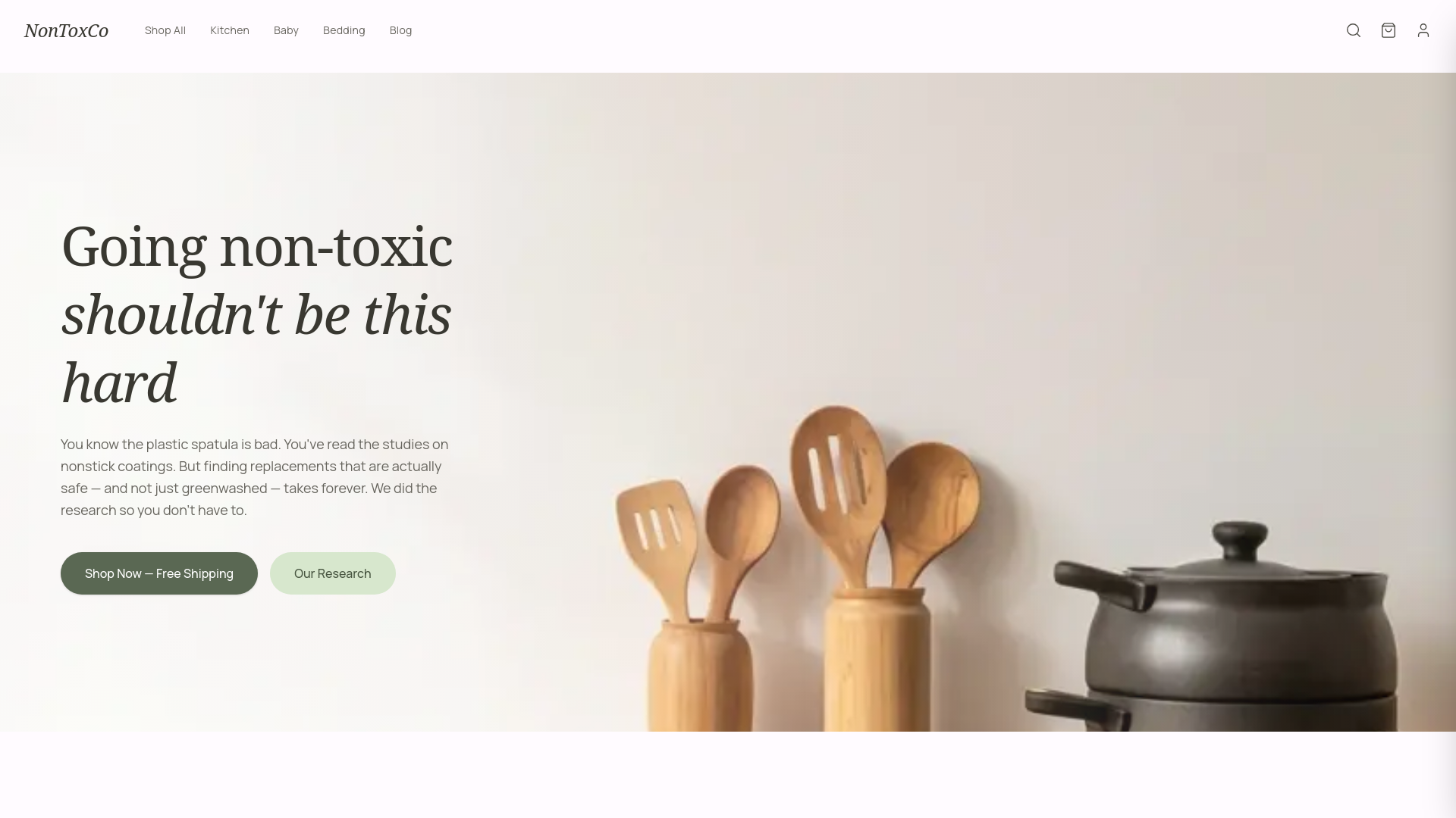 website screenshot of https://nontoxco.com/