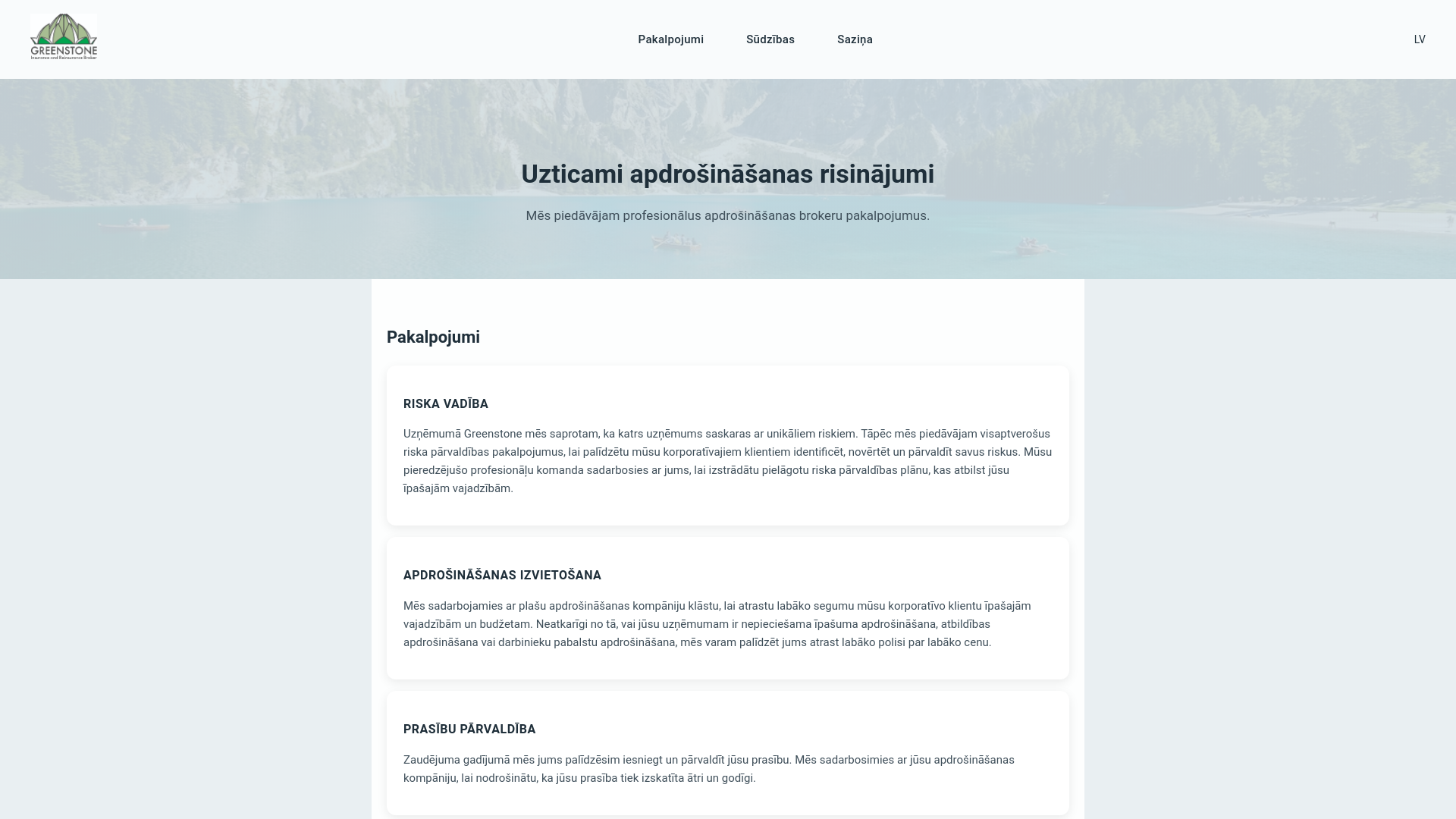 website screenshot of https://greenstone.lv/