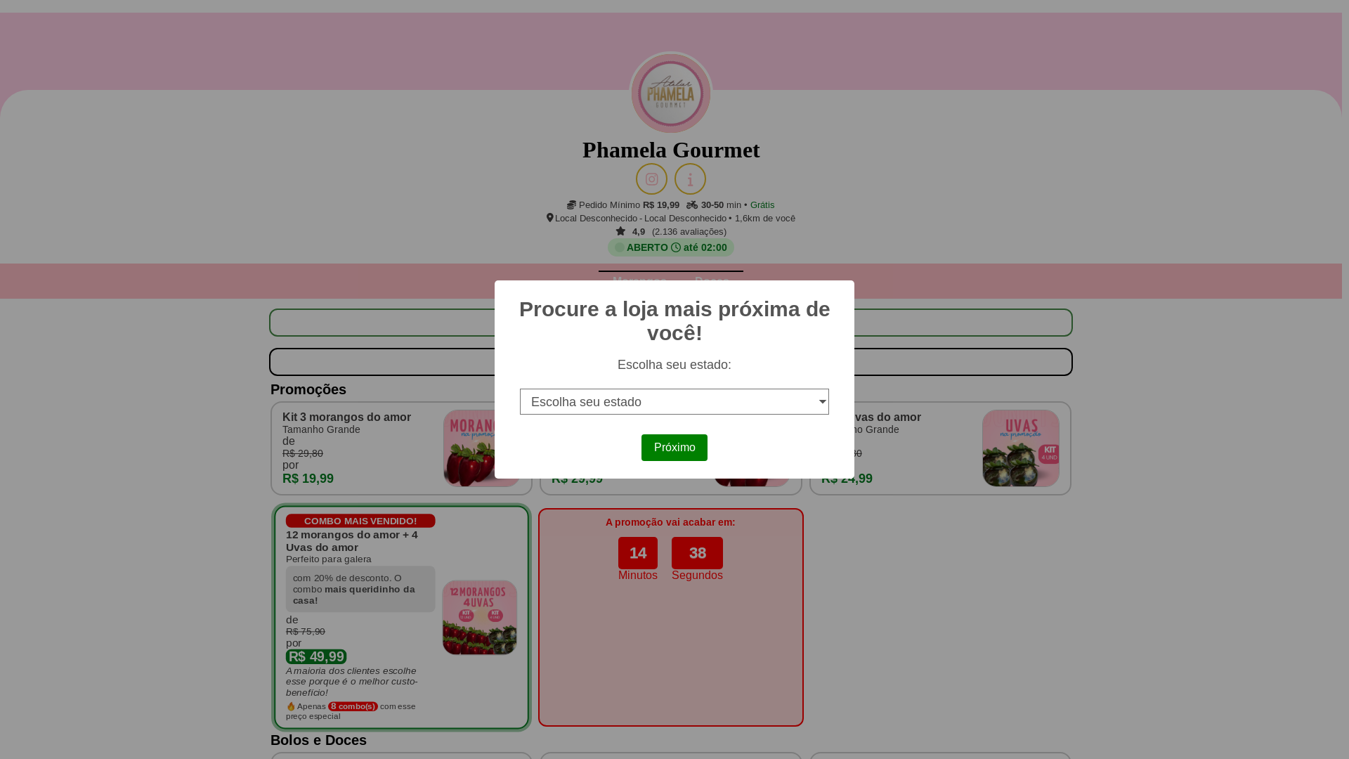 website screenshot of https://phameladoces.fun/