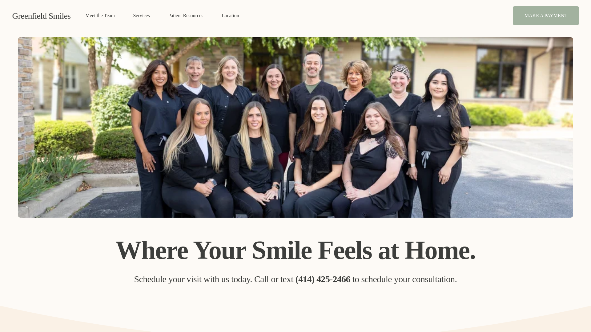 website screenshot of https://greenfield-smiles.com/