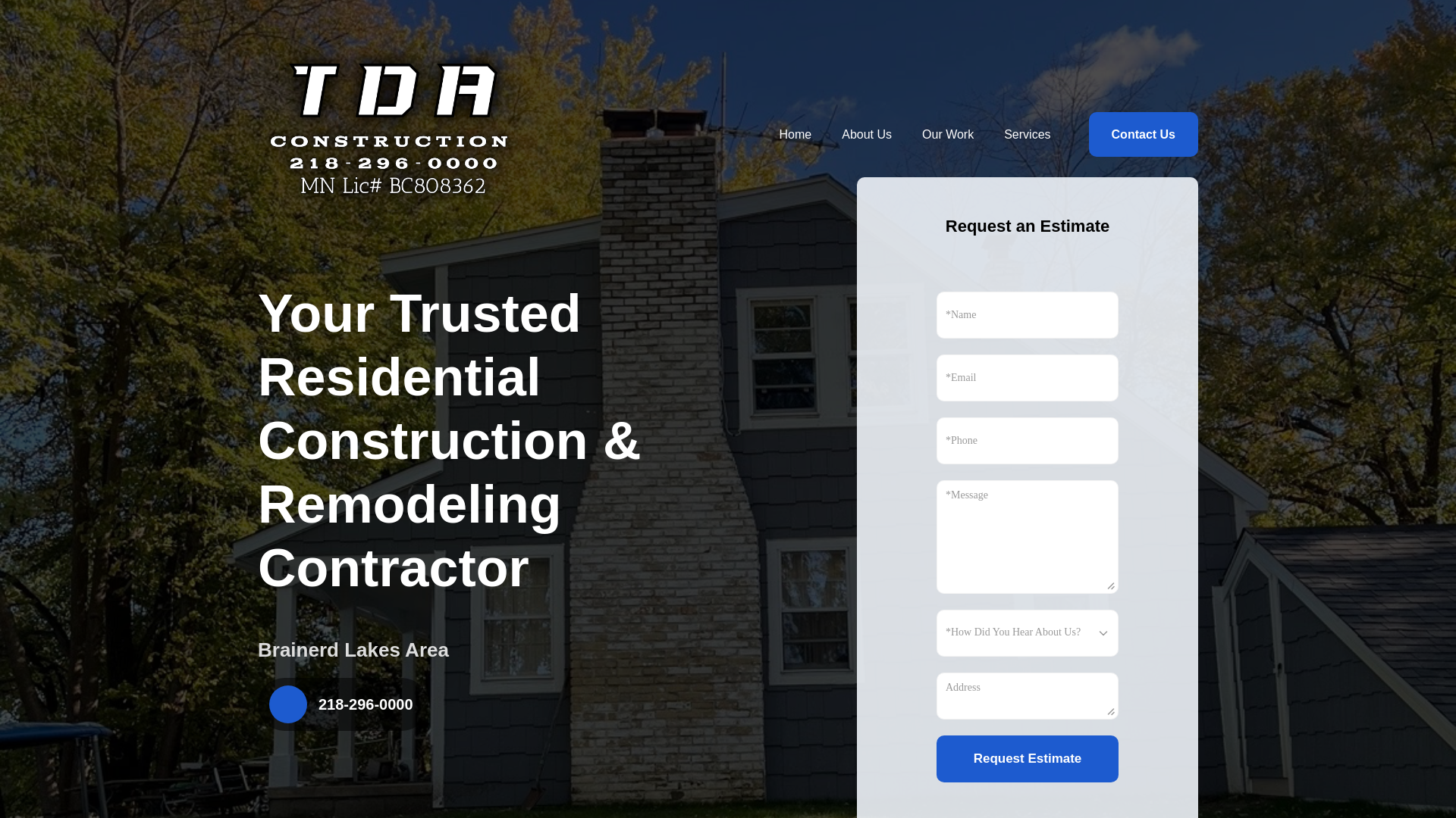website screenshot of https://tdaconstructionllc.com/