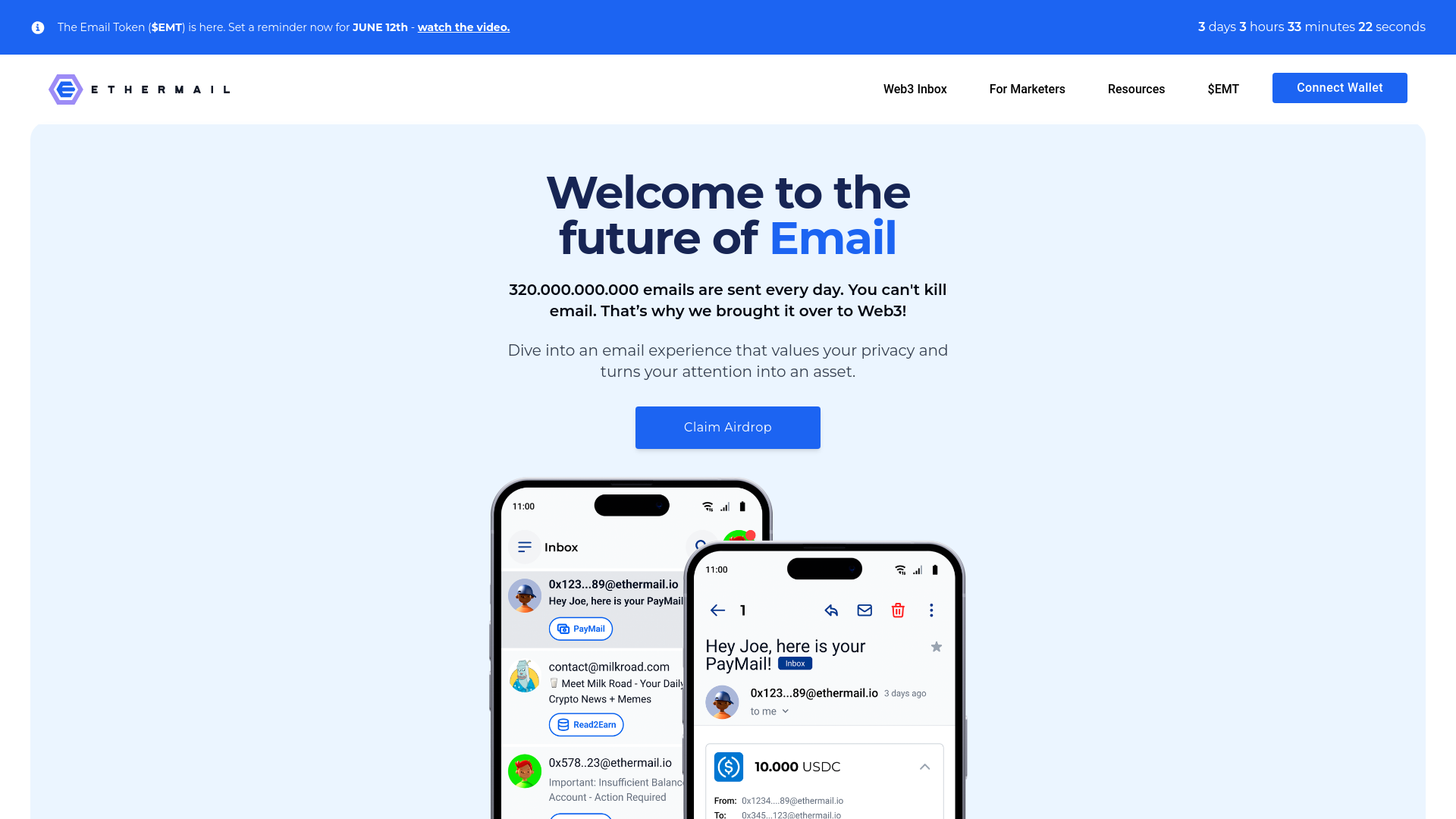 website screenshot of https://ethermail.pages.dev